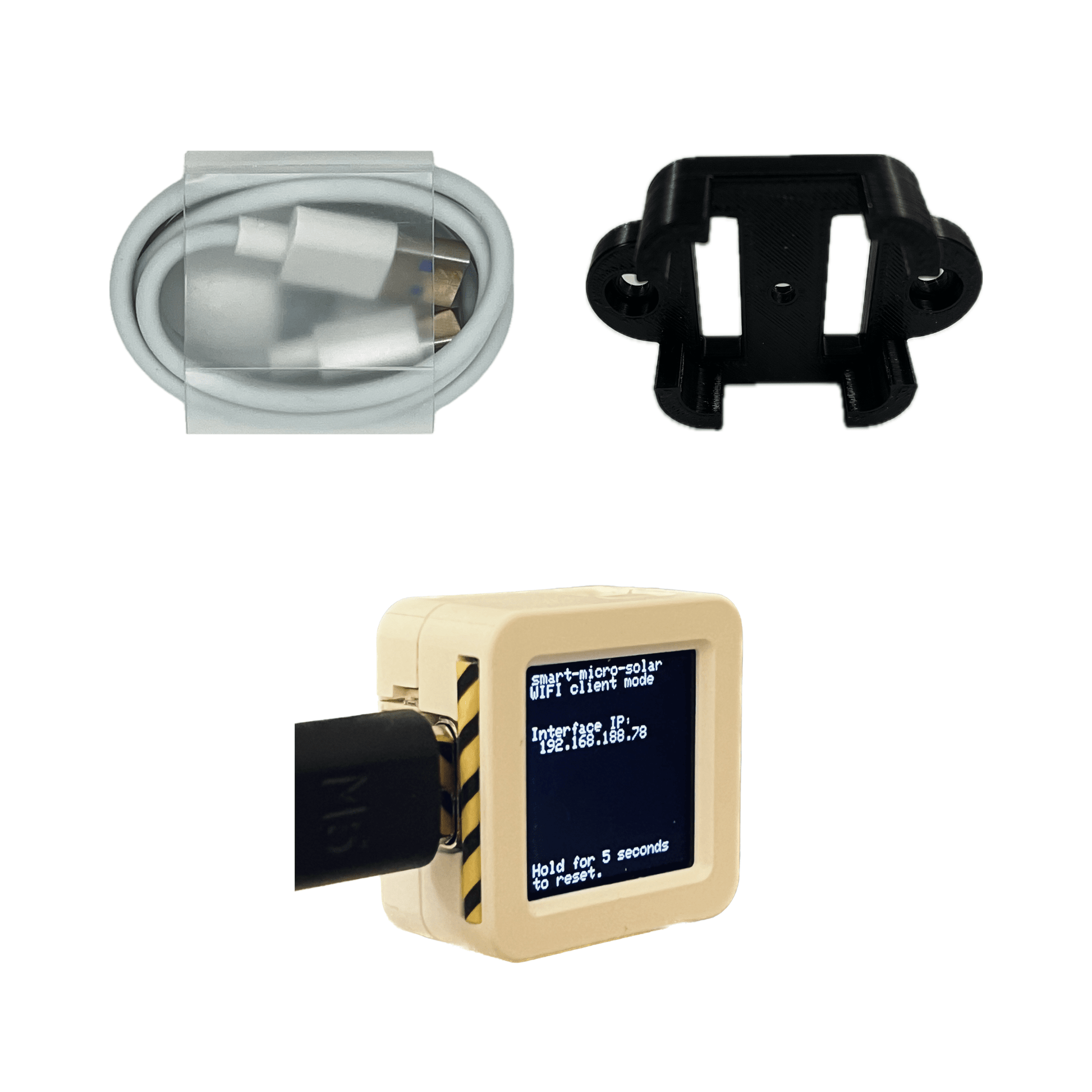 Smart Micro Solar mit USBC Kabel und Halterung