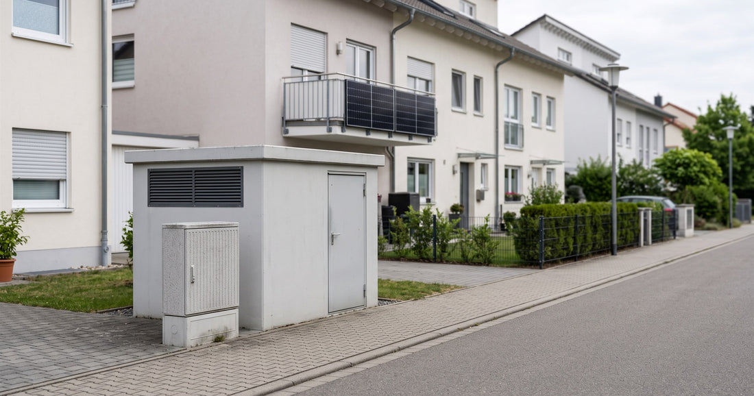 Trafostation und Kabelverteiler in einer Wohnstraße mit Balkonkraftwerk – welcher Netzbetreiber ist zuständig